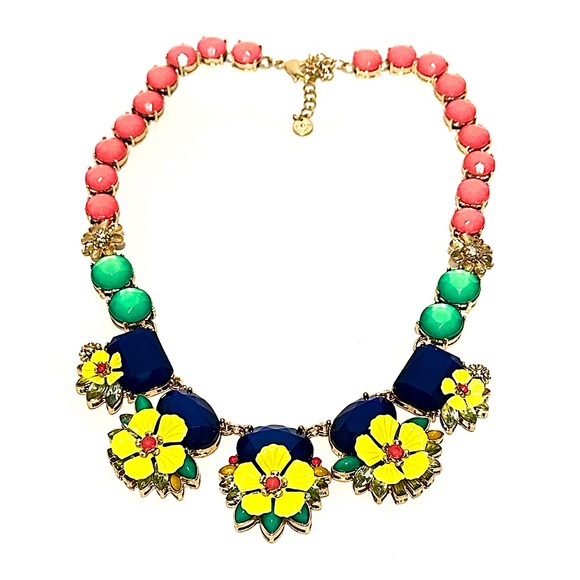 TALBOTS Colorful Floral & Gemstone Exquisite Gold-Tone Statement Necklace | NEW - Picture 4 of 7